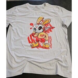 Wild Mad Rabbit Holding A Knife - Serial Killer Bunny T-shirt Tee
